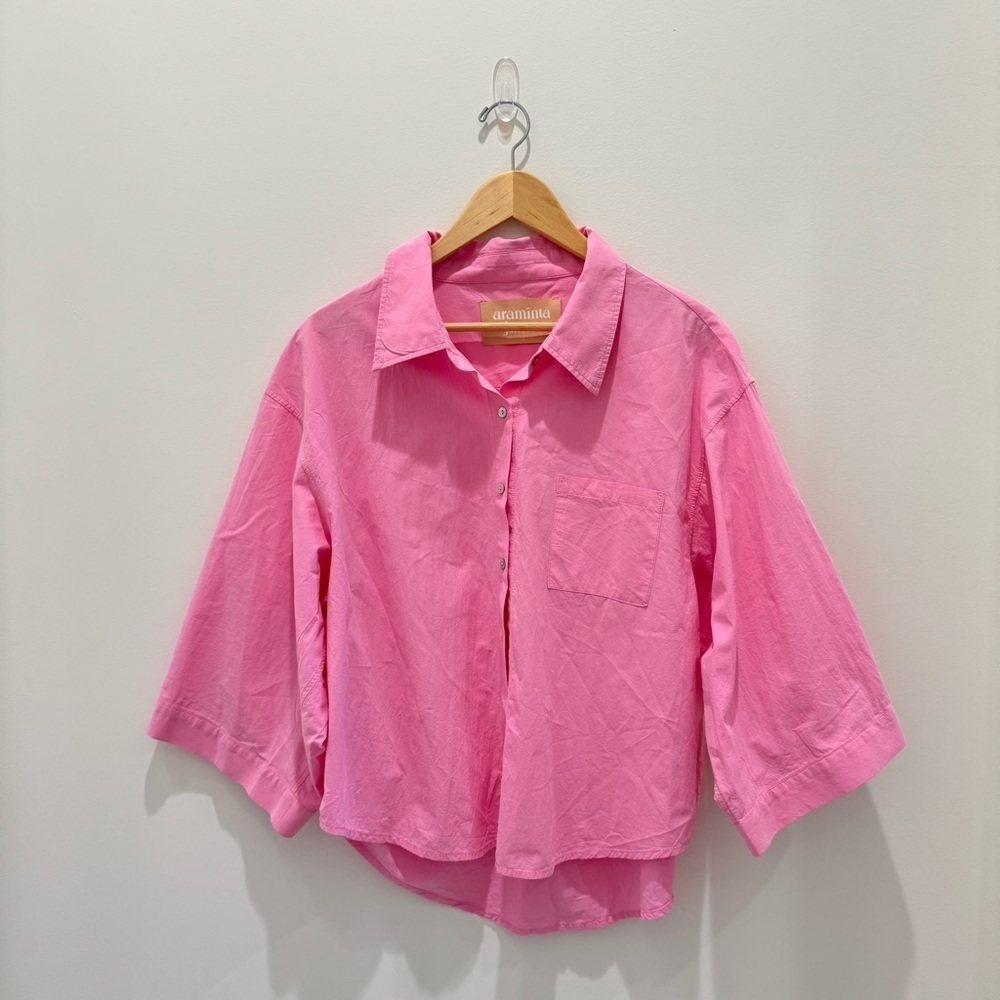 Araminta James Biarritz Poplin Cotton Button down top hot pink
Size S - Picture 3 of 9